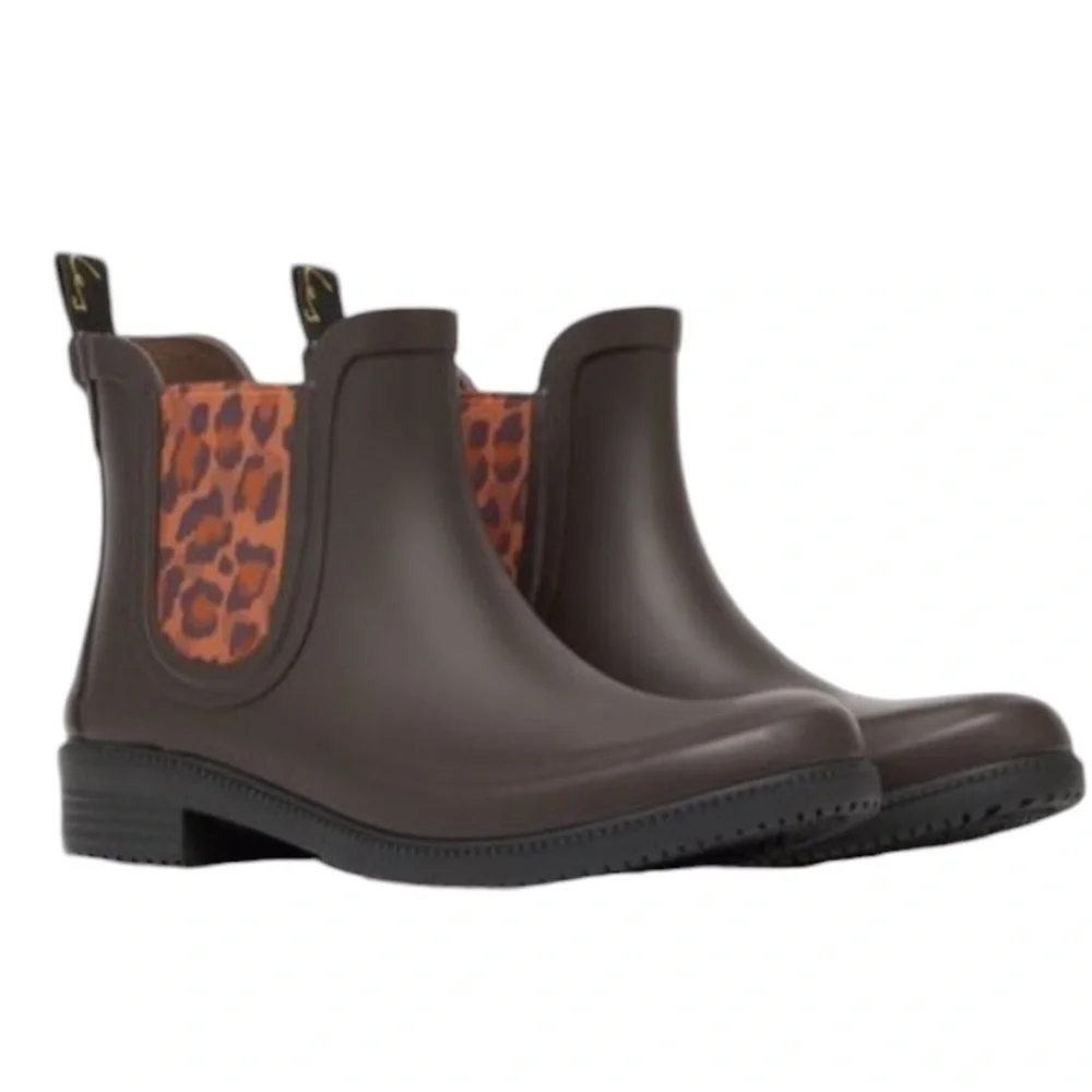 🌟NWT🌟 Joules Rutland Chelsea Brown Rubber Ankle Rain Boots